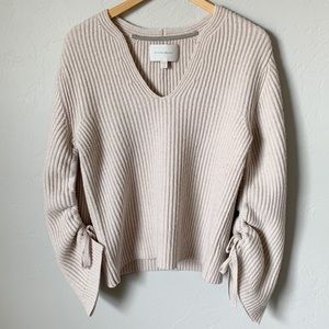 Brochu Walker Oat Cinched Sleeve Knit Sweater